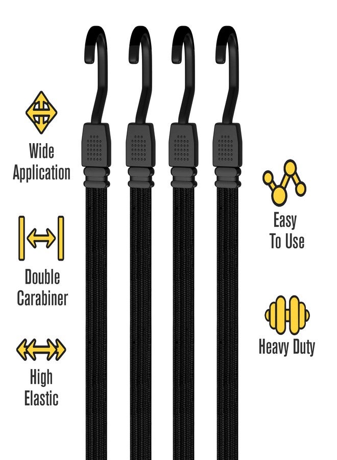هاوسابلز حبال مطاطية طويلة من هاوسابلز مزودة بخطافات، حبال مطاطية مزودة بخطافات، أحزمة مطاطية، بنجي، أحزمة دوللي، حبل مسطح، بنجي، حبل مطاطي للتعليق، مرن، نقل، شاحنة، بنجي، سيارة، أسود، 48 بوصة، عبوة من 4 قطع - Image 4